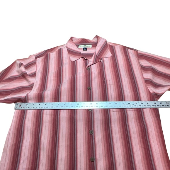 TOMMY BAHAMA 100% Silk Striped Short Sleeve Casual Shirt Sz M - Picture 5 of 9